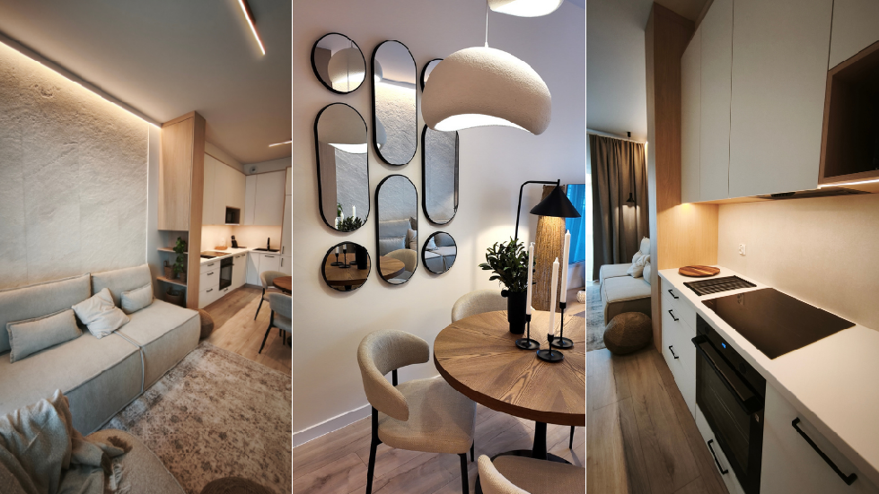 Mieszkanie P9/48 Salon z aneksem kuchennym